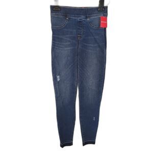Spanx Distressed Ankle Skinny Pull On Jeans
